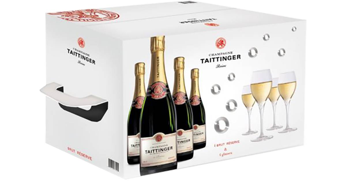 Champagne Taittinger Brut Diamant 4x4 Box with 4 Bottles + 4