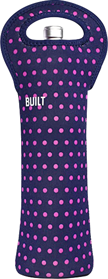Built ΝΥ Wine Tote 1 Bottle Navy With Pink Dots