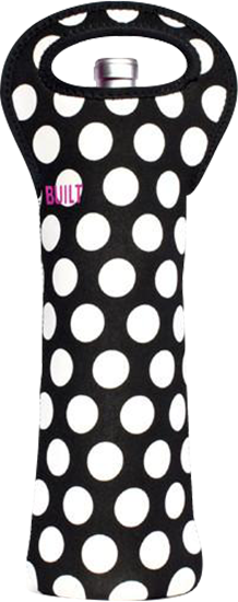 Built ΝΥ Wine Tote 1 Bottle Black With White Dots