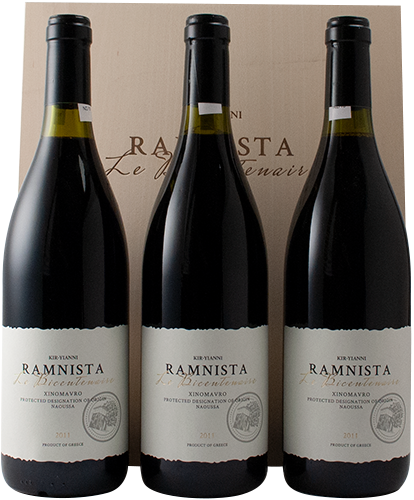 3 bottles Ramnista "Le Bicentenaire" 2011 in wooden box - Kyr-Yianni Estate